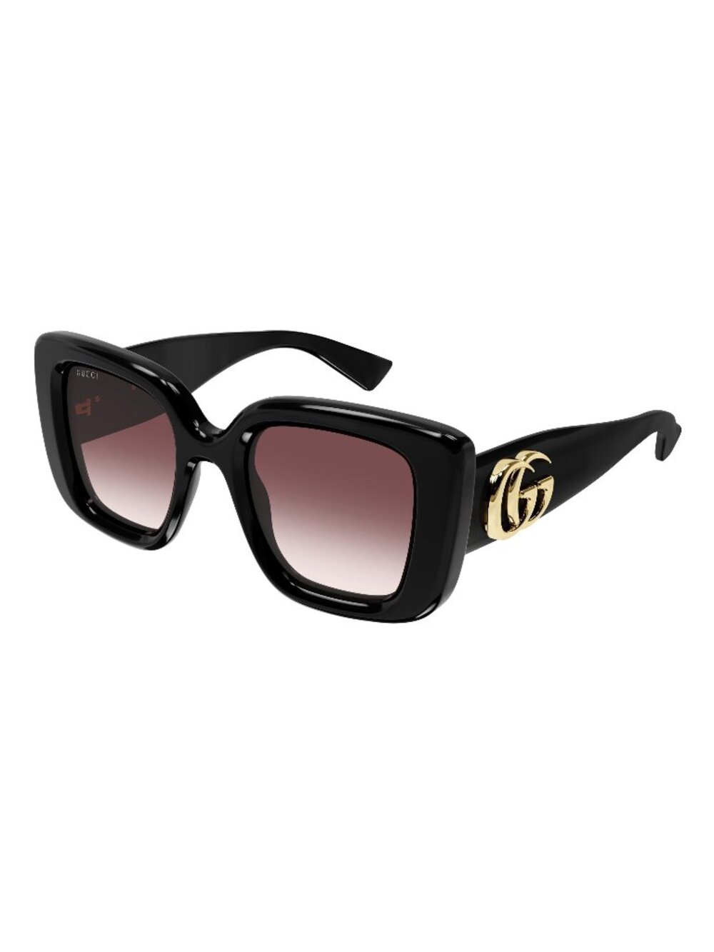 New Gucci Women's Sunglasses Black Red Lens Injected Frame GG1975S 001 50